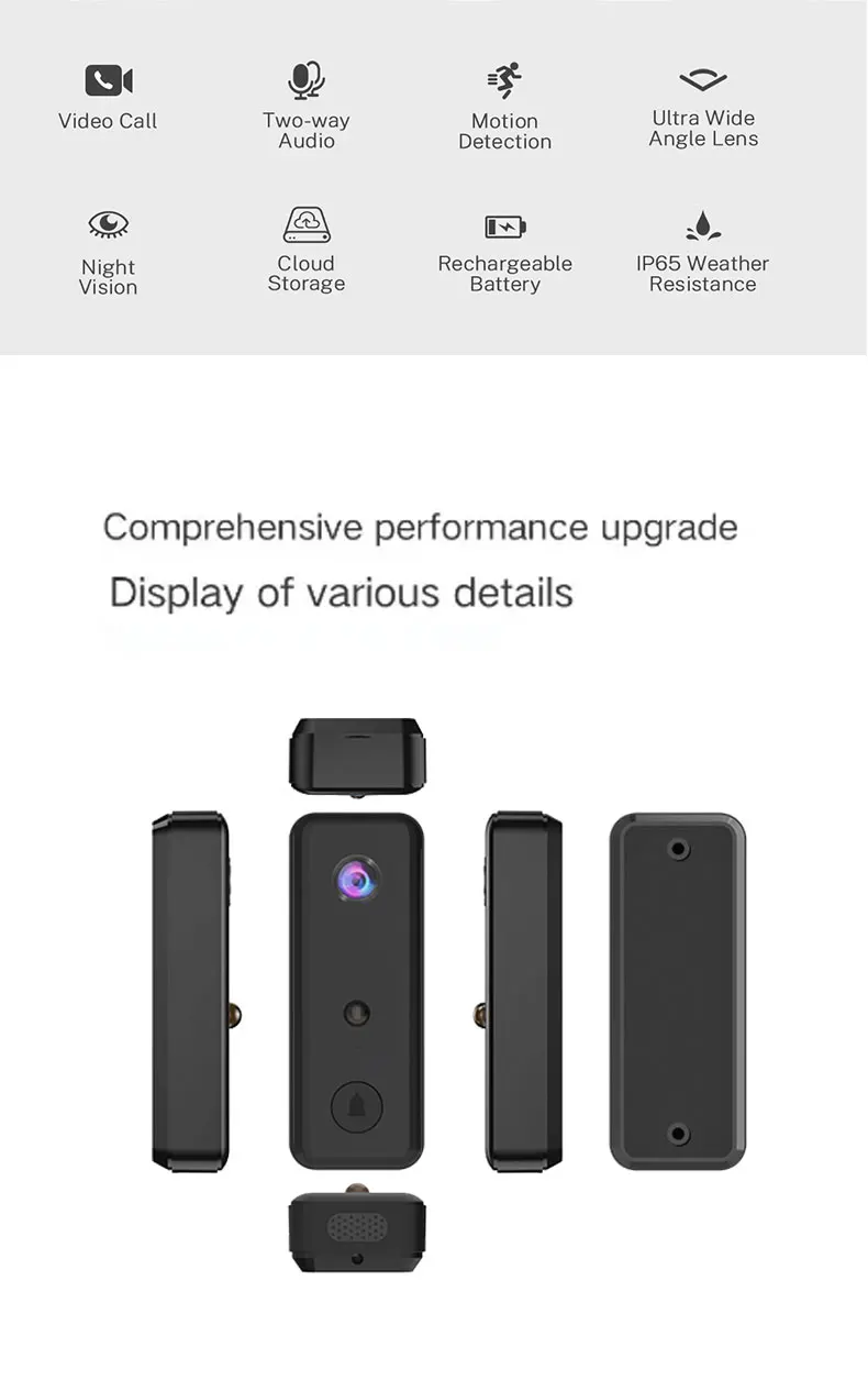 720P Aiwit APP WiFi Doorbell Low Consumption Battery Power Visual Door Peephole Video Eye Night PIR Home Security Doorviewer