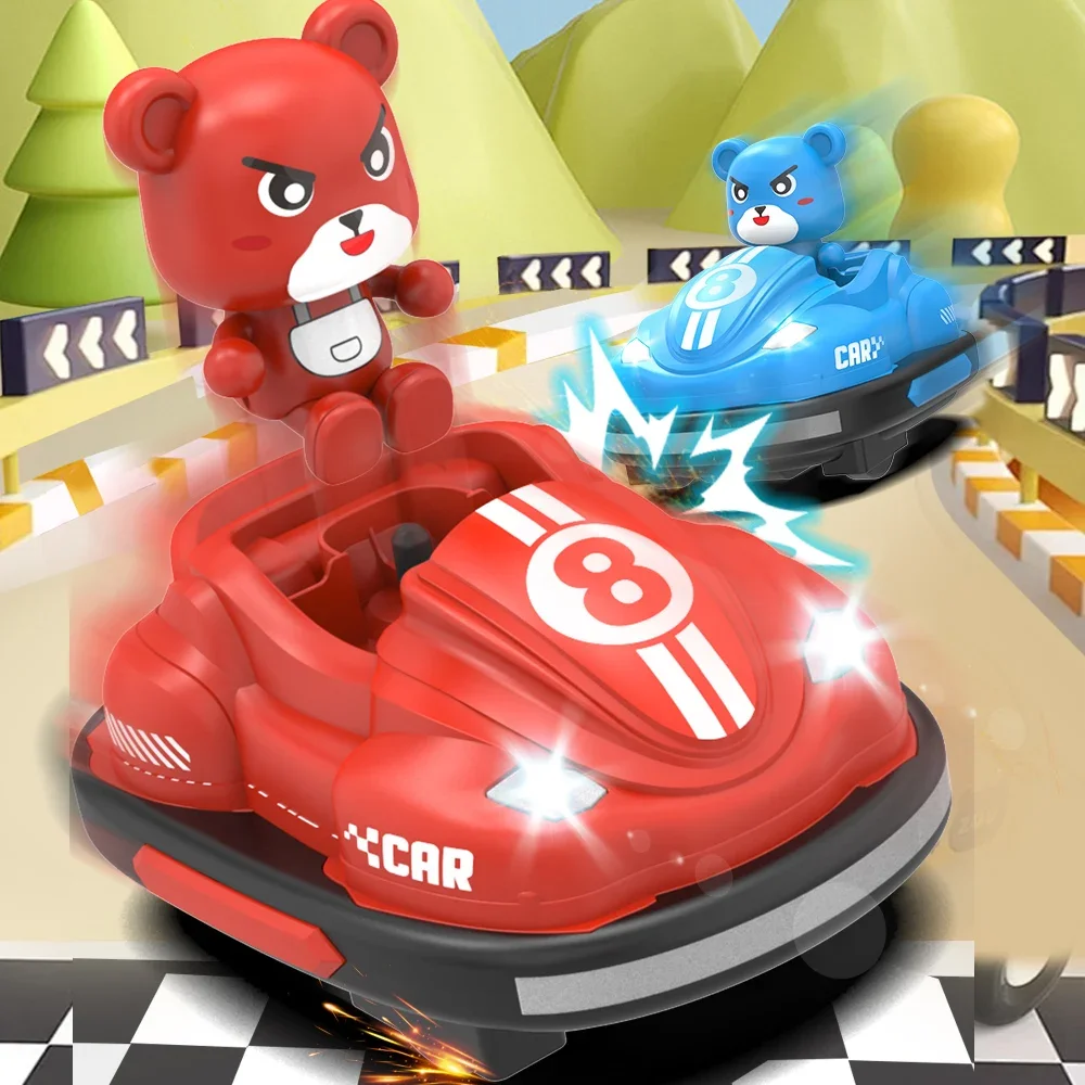 2.4G RC Bumper Battle Car with LED Lights Music Ejecting Plush Toys Parent Child Racing Game for Kids Boys Outdoor Fun