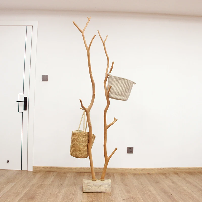 

Natural dried branch coat rack Nordic simple decorative tree bark tree clothing store hanger interior decoration ornament