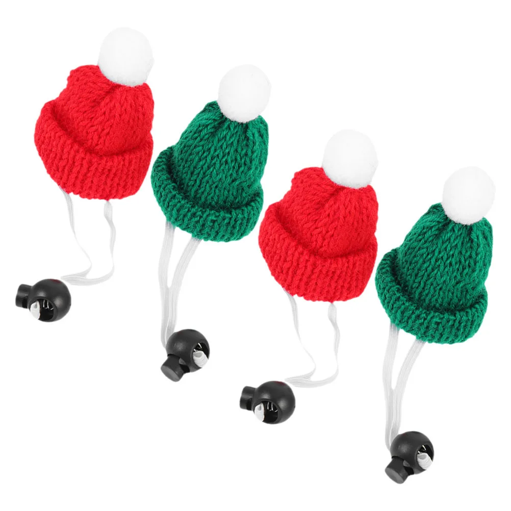 

4Pcs Comfortable Pet Hats Knit Xmas Caps for Small Animals Adjustable Reptile Hamster Rabbit Holiday Costume Accessory
