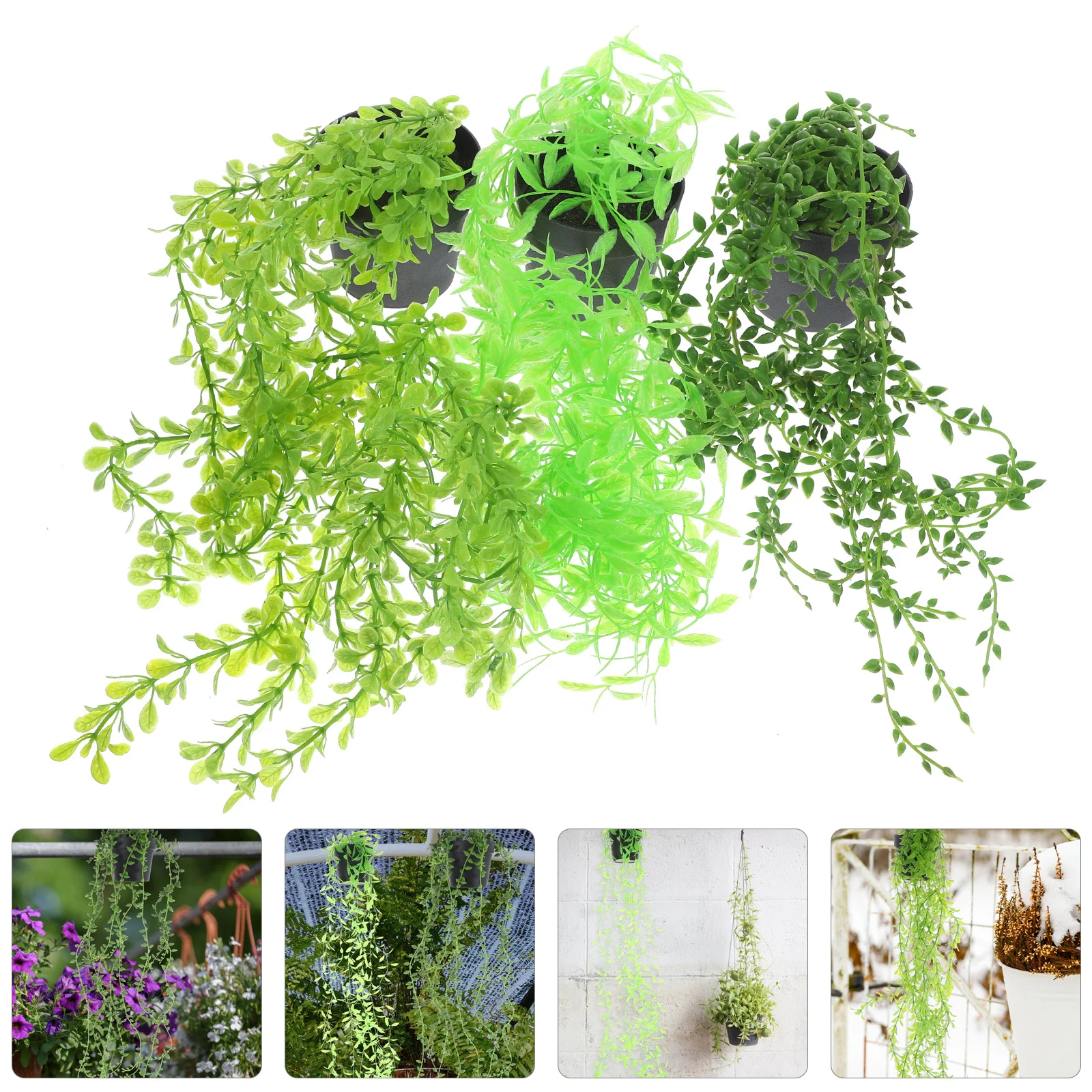 

3Pcs Artificial Hanging Vine Plants Realistic Texture Fake Hanging Plant Decor for Home Garden Wedding Outdoor Decoration