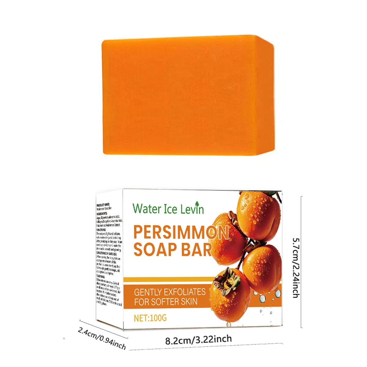 Saponetta al collagene cachi Esfoliazione delicata. Schiuma Denser. Acido ialuronico Acido ascorbico. Tocopherol a base vegetale.