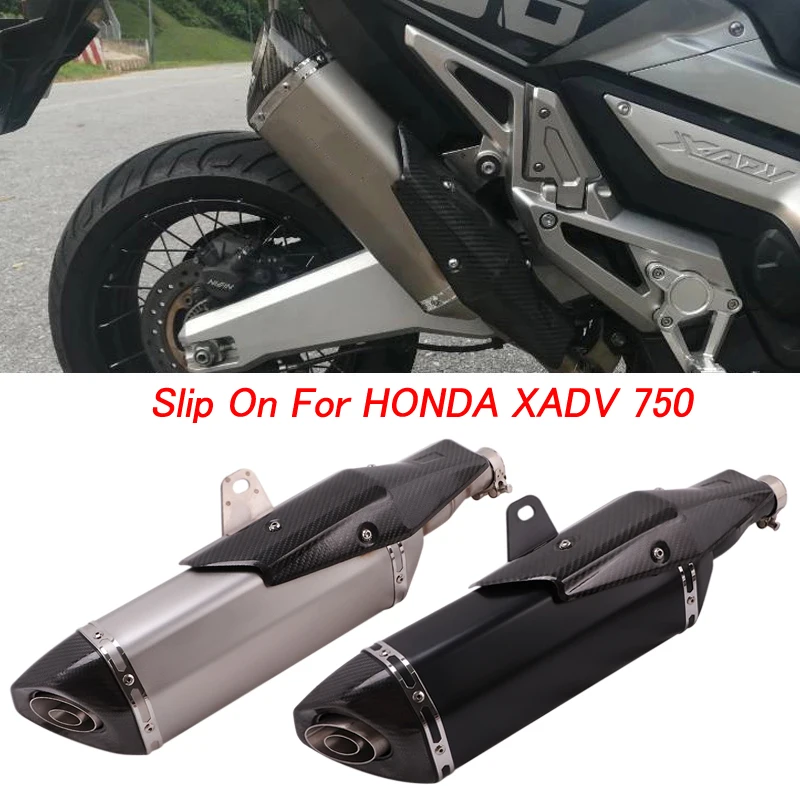 Motorcycle Slip On For HONDA XADV X ADV 750 Middle Link Pipe Exhaust Escape System  Carbon Fiber Muffler DB Killer Heat Shield