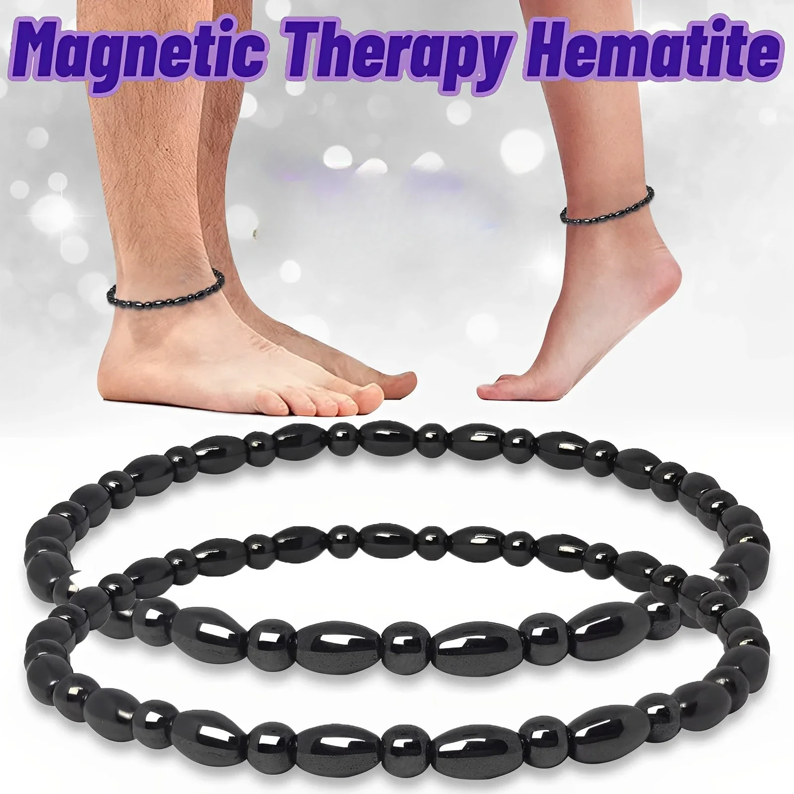 Magnetic Weight Loss Effective Anklet Bracelet Black Gallstone Hematite Stimulating Acupoints Therapy Arthritis Pain Relief