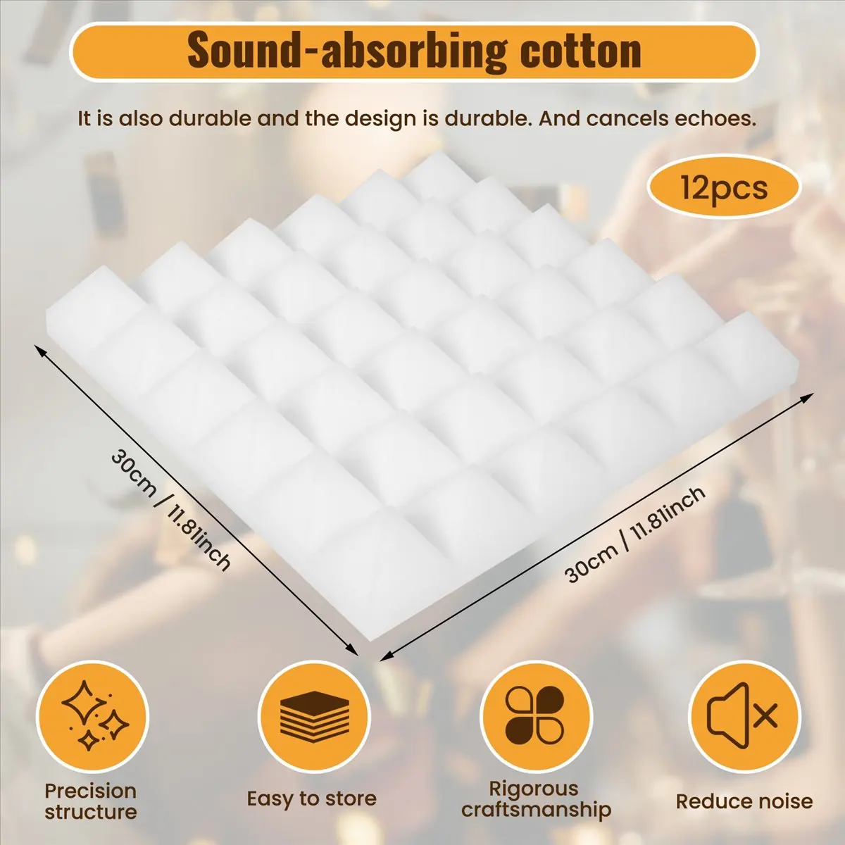 Saleout@ 12 Pack Acoustic Panels,Sound Proof Foam Panels,Studio Soundproofing Wedges,Wall Reduce Noise Foam,for Music Studio,Etc