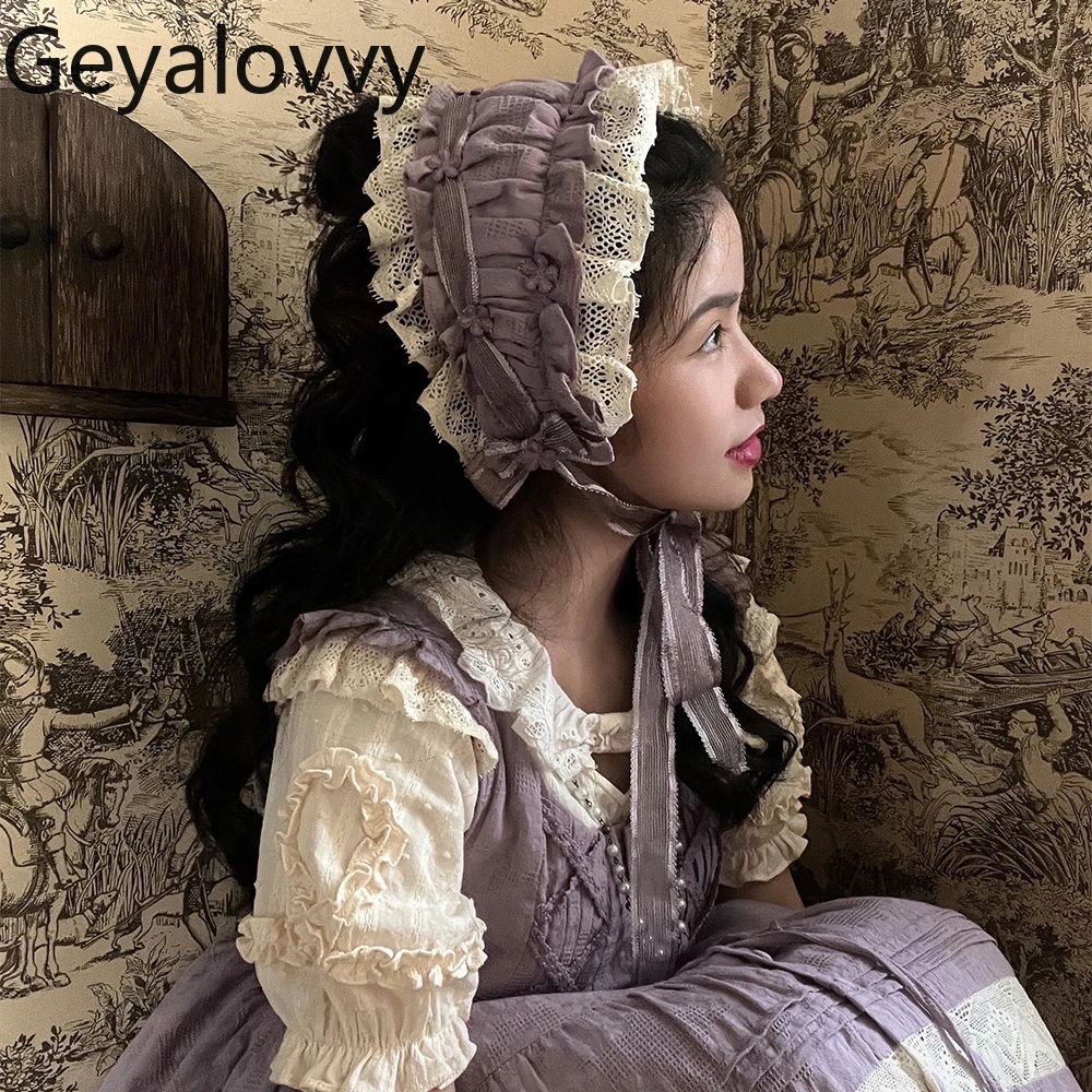 

Japanese Style Pastoral CLA Hairband Sweet Cute Girls Versatile Color Block Headwear Daily Party Bow Lace Hair Accessory