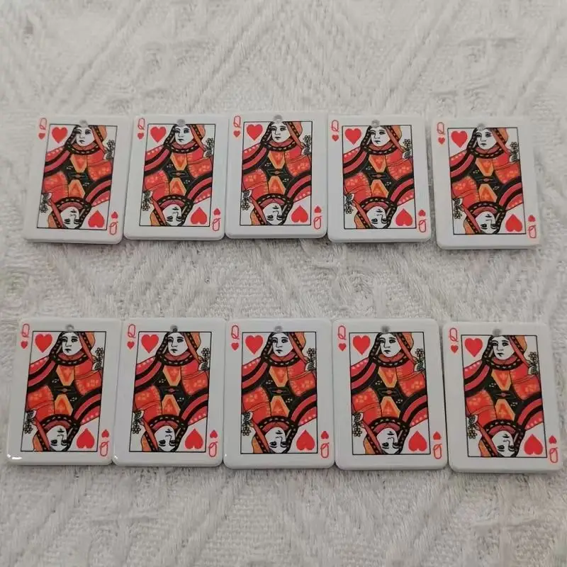 10pcs acrylic double-sided simulation poker pendant, DIY jewelry making earrings necklace keychain accessories view 4