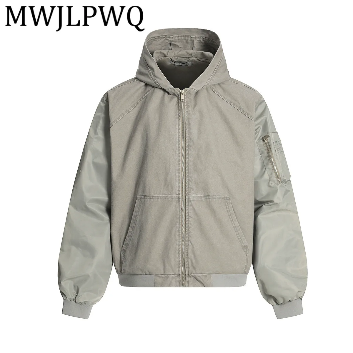

MWJLPWQ Мужская уличная стираная рабочая одежда в американском стиле, куртка с большим карманом, повседневные топы с капюшоном, новинка осени 2023, 21353