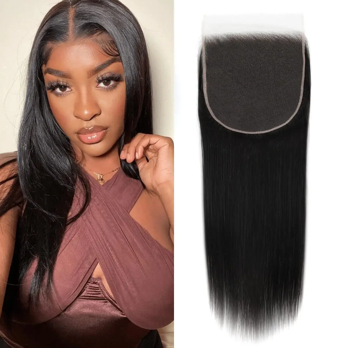 Straight 100% Brazilian Human Hair 2x6  6x6 13x4 HD Lace Closure for Women Natural Black Color