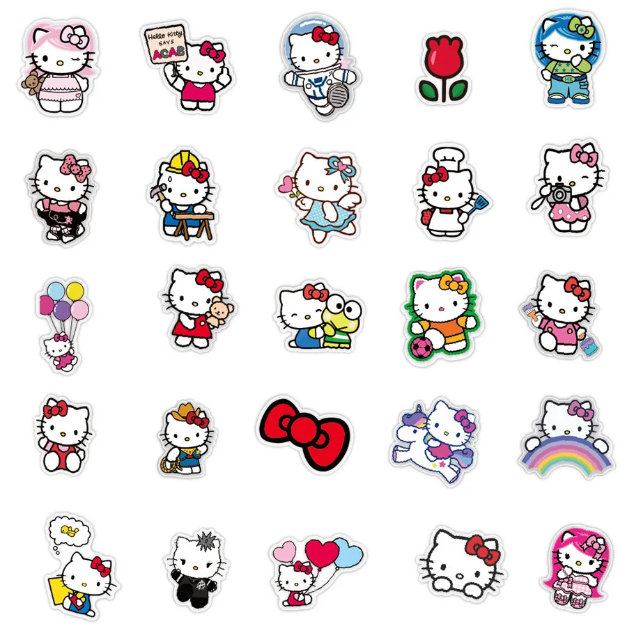 50/100 Stück Hello Kitty Aufkleber Graffiti Gepäck Rosa Skateboard Fahrrad Gitarre Laptop Kinder Wasserdicht Stiker Spielzeug Geburtstagsgeschenk