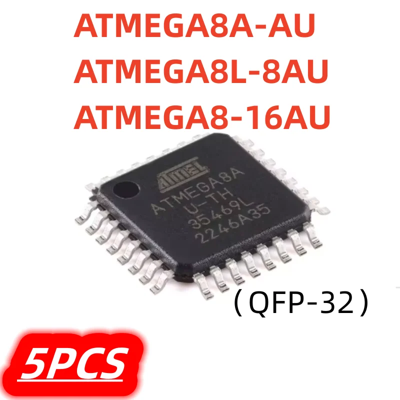 5Pcs/lot ATMEGA8-16AU ATMEGA8A-AU ATMEGA8L-8AU ATMEGA8 16AU ATMEGA8A AU ATMEGA8L 8AU QFP-32 100% New Chipset