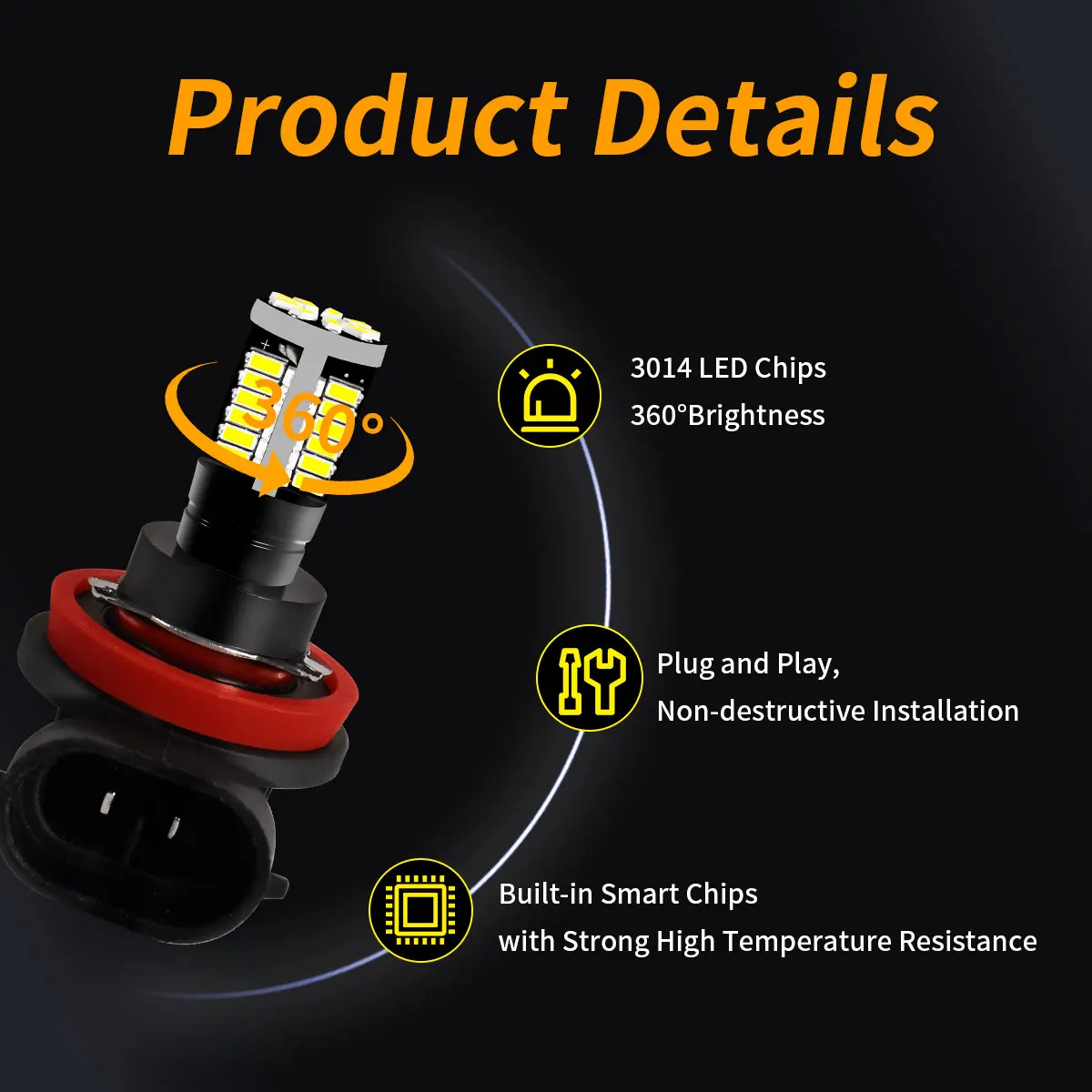 Powerful LED Fog Light Bulbs H11 H8 H16 H1 H3 H27 880 1:1 Halogen Size to LED Front Foglamp Lights for Car Headlights Fog Bulbs view 2