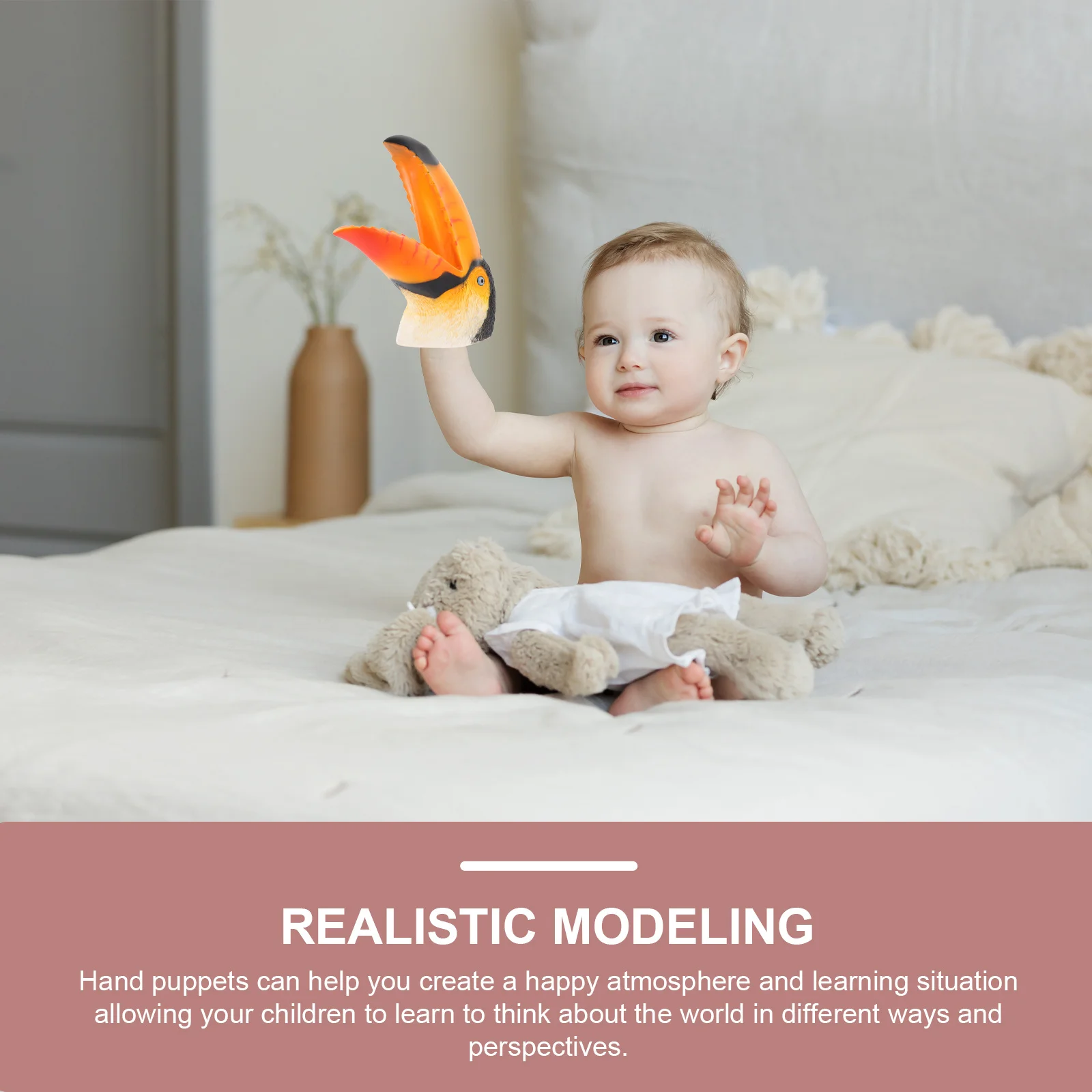 Toucan Hand Puppet High Quality Durable Material Interactive Family Storytelling Educational Hand Puppet for Kids Development