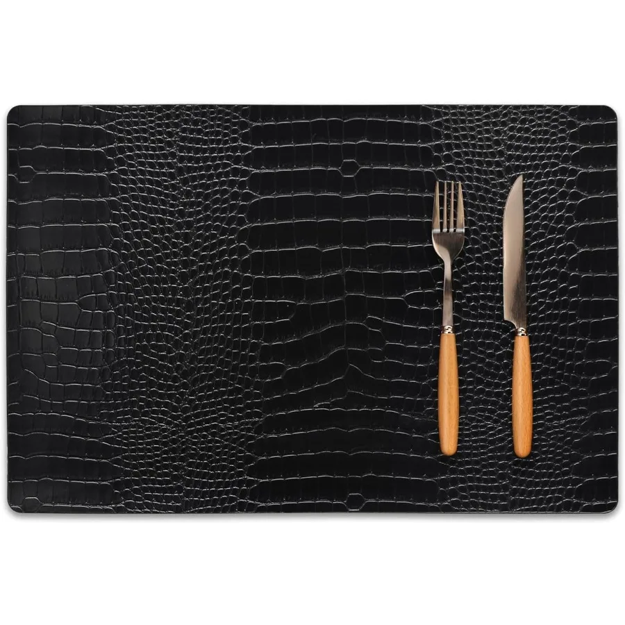 

Set of 4 Faux Leather Placemats PU Table Mats Waterproof Stain Resistant Heat Resistant Easy to Clean for Kitchen Dining Table
