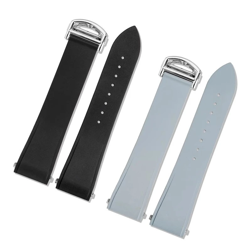 18.5mm 21mm Quick Release FKM Rubber Strap for Cartier SantosWSSA0009 WSSA0018 Fashion Fluororubber Belt Men Women Watchband