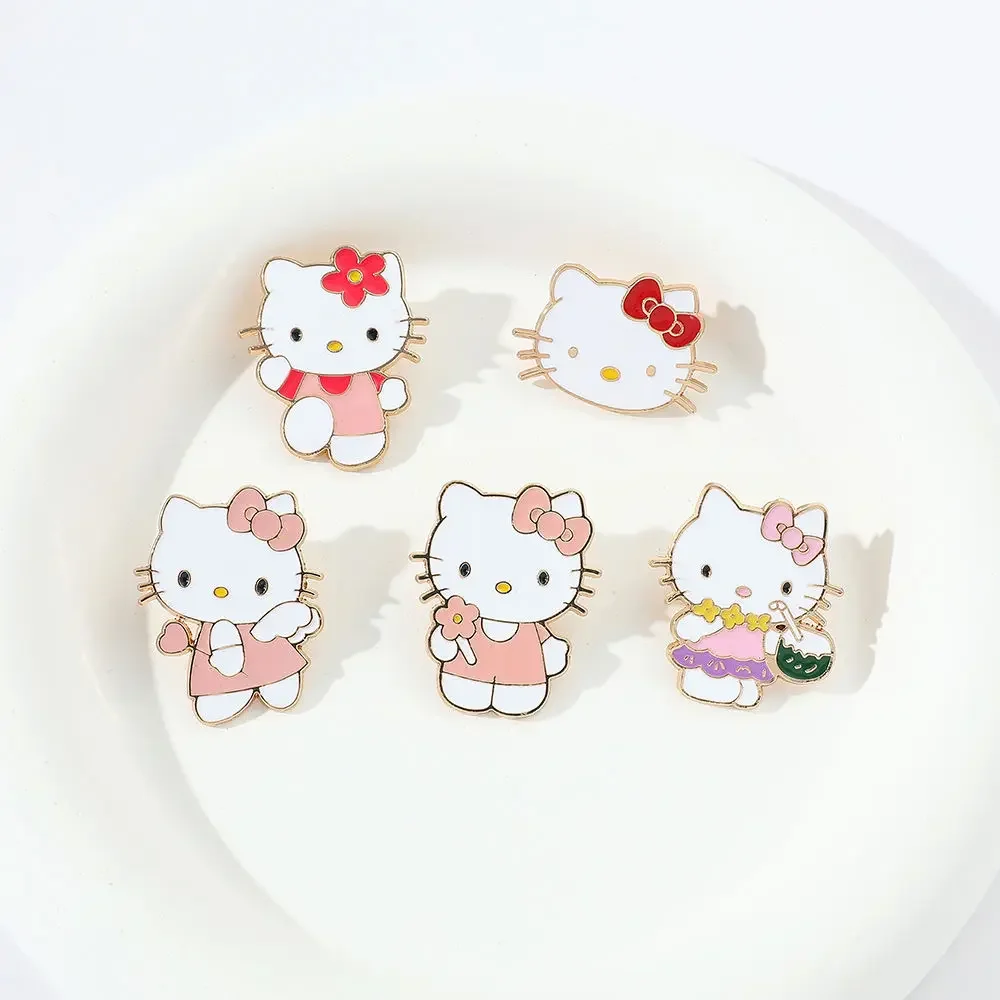 Anime Hello Kitty Badge Brooch Cute Hello Kitty Cartoon Personalized Creative Brooches Sanrio Peripheral Bag Alloy Accessories