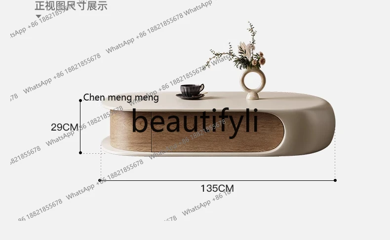 Cream style coffee table large apartment Italian minimalist designer creative medieval coffee table H