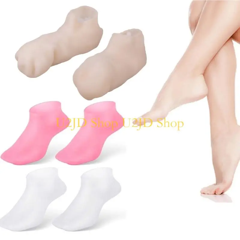 U2JD Silicone Socks Foot Spa Pedicure Socks Beach Protective Socks Soft Gels Socks Moisturizing Socks for Dry Cracked Feet