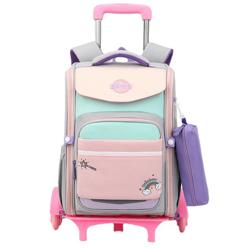 

2025 New School Bags for Girls Backpack Trolley Mochilas Escolares Infantil Rolling Back-to-school Book Bag Children Back Pack