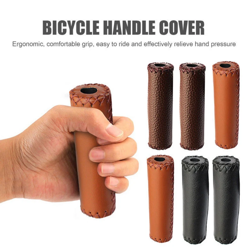 Bicycle Handlebar Cover Grips Mtb Leather Cuffs Anti Slip Grip Tricycle Scooter Handlebar For Kids Cycling Bicycle Accessories