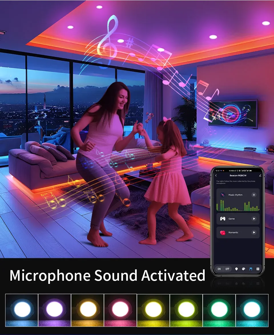 Tuya Smart LED Downlight 220V 10W Bluetooth RGB Dimmable Ceiling Lamp RF 2.4G Remote Smart Life APP Control Bedroom Living Room