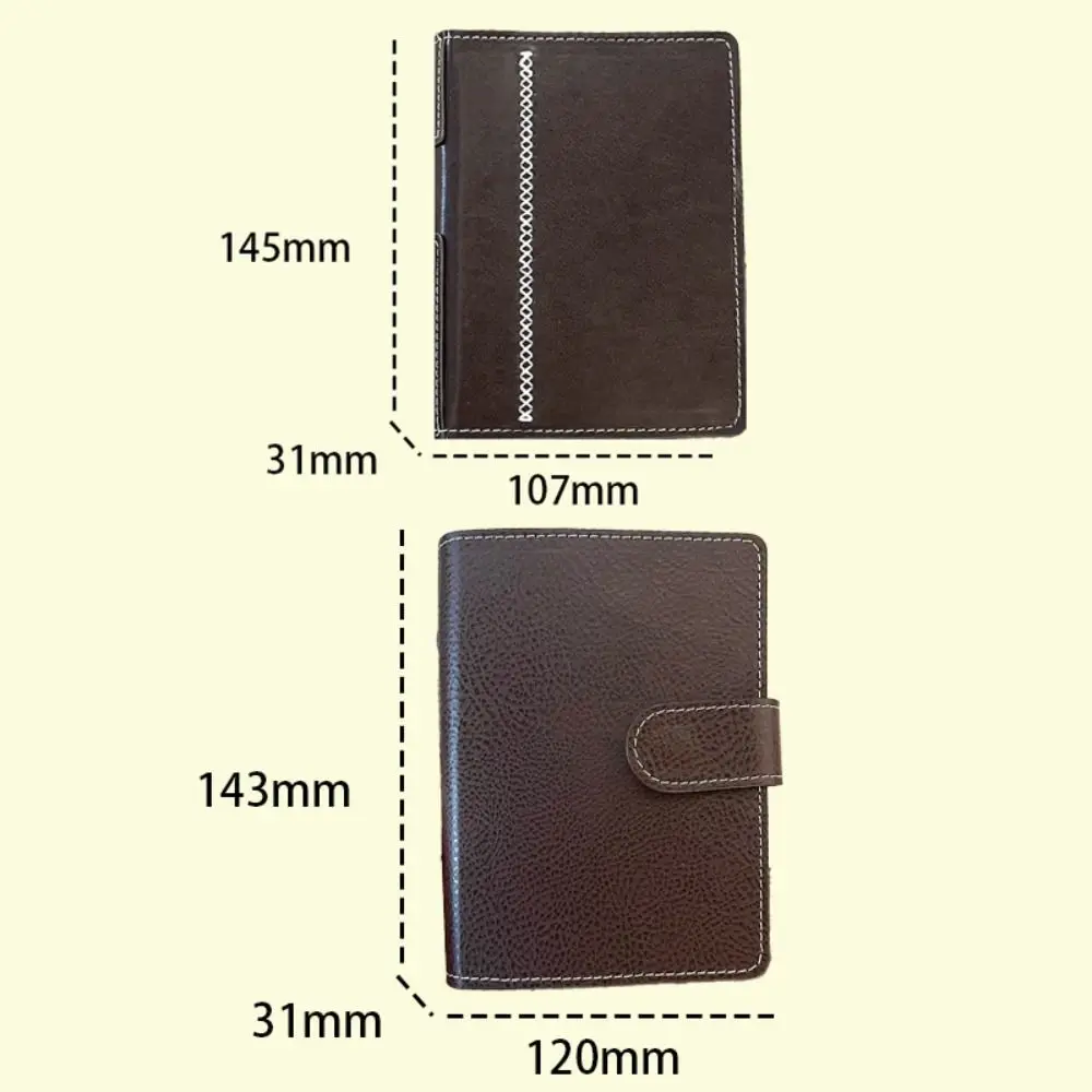 Retro Brown PU Leather A7 Loose-leaf Notebook Portable Travel Journal Students Diary Book DIY Scrapbook Notepad