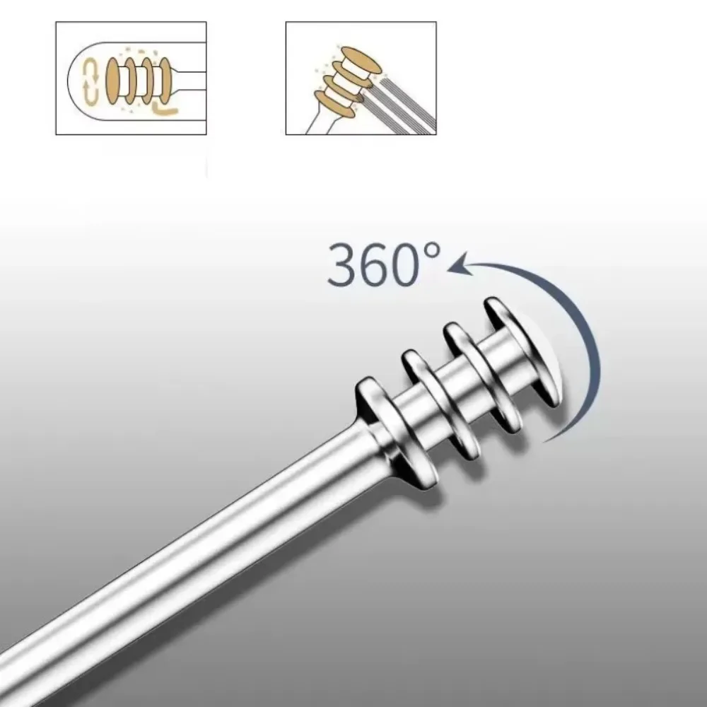 9Pcs/set New 9Pcs/Set Earwax Removal Tools Curette Spoon Stainless Steel Earpick Ear Care Easy Carry Wax Remover