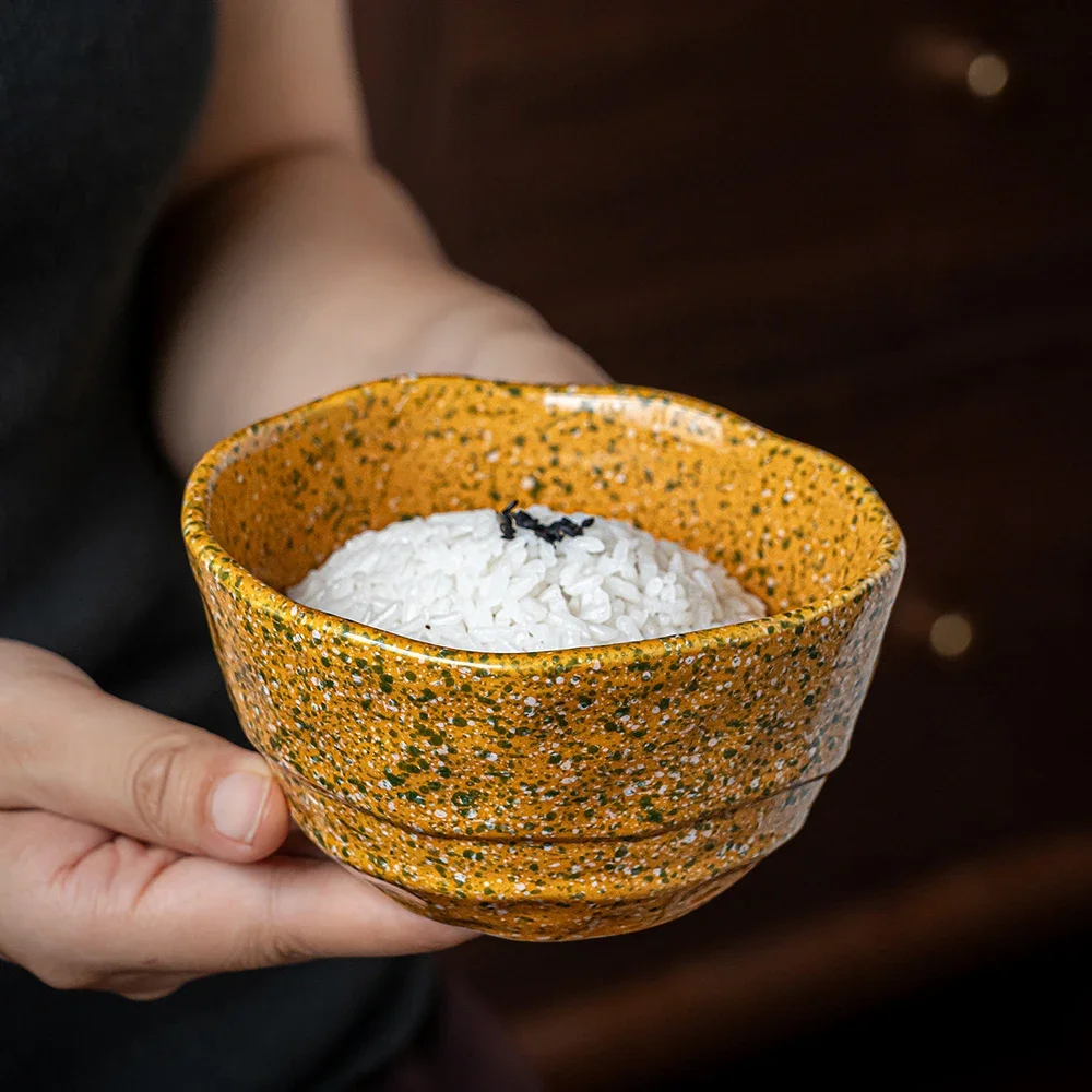 Irregular Shape Porcelain Splash Ink Bowl Restaurant Household Tableware Ceramic Milk Oats Fruit Salad Bowls Kitchen Supplies