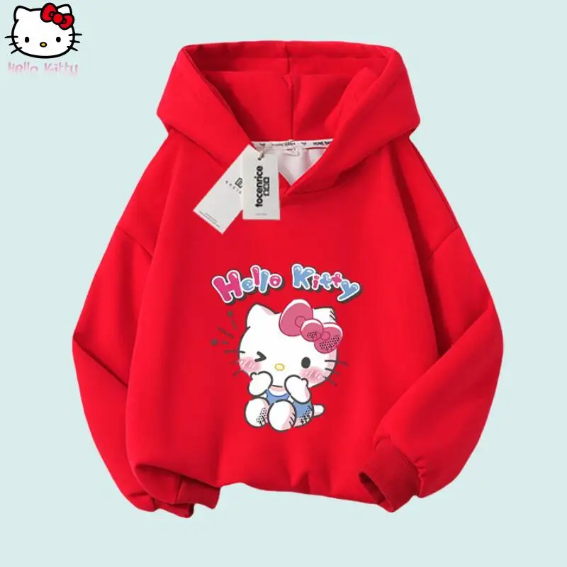 

Детская толстовка с капюшоном в стиле аниме «Hello Kitty», Sanrio, осенне-зимняя новая футболка Pochacco, кавайная одежда для девочек, подарок