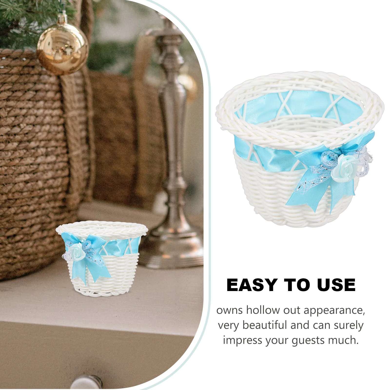

Imitation Rattan Mini Basket Wedding Party Decorative Candy Holder Small Woven Gift Storage Organizer Candy Serving Basket