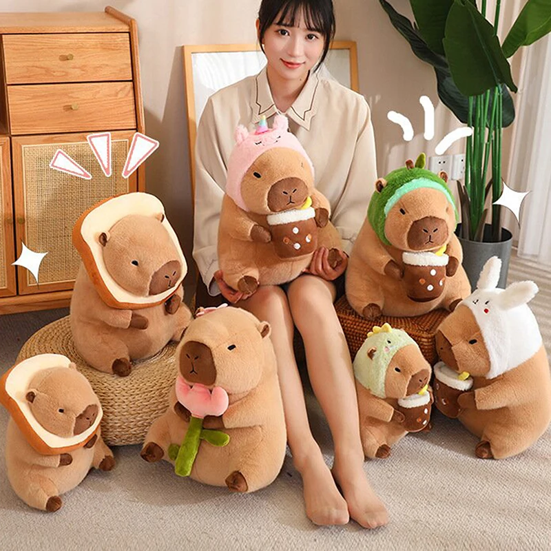 30cm Fluffy Capybara Plush Doll Kawaii Capybara Stuffed Toy Simulation Stuffed Animals Home Decoration Kids Birthday Gift