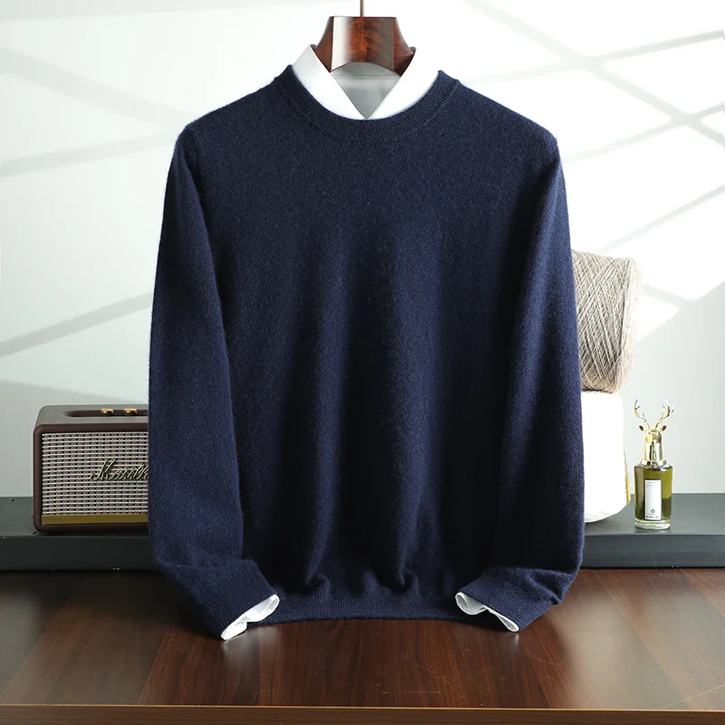 Autumn and Winter New Collection {100% Cashmere} Men\'s Cashmere Hot Selling Round Neck Casual Solid Color Knitted Sweater for Me