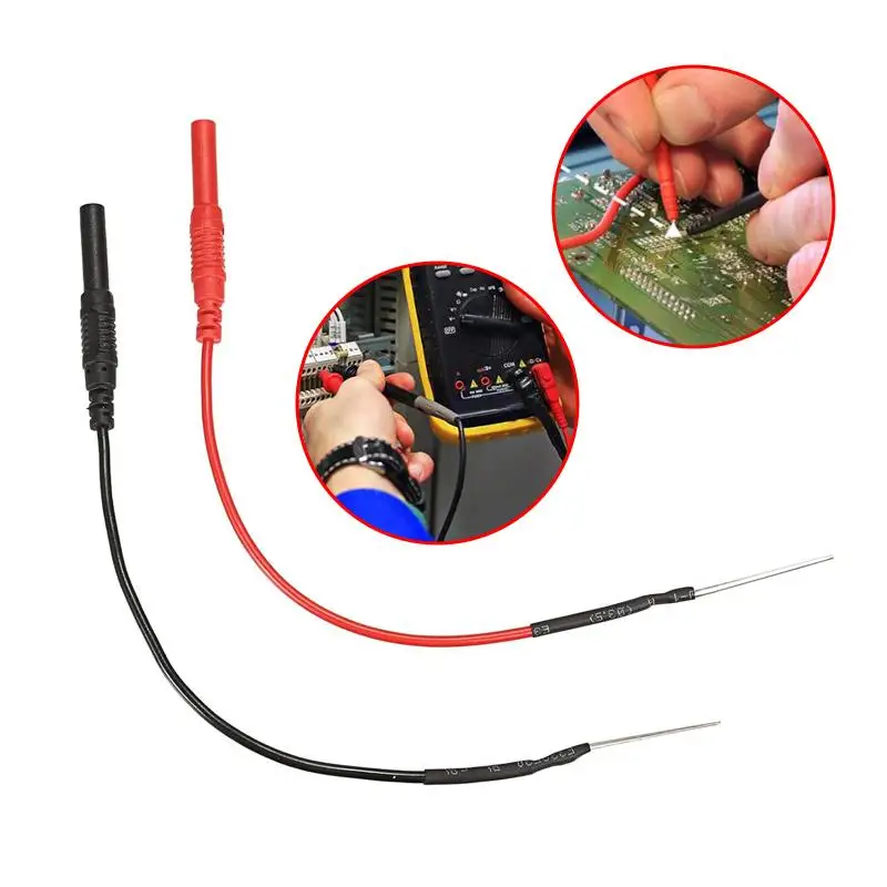 2Pcs 4mm Female Adapter Cable Pin Plug Terminal Wire Multimeter Hook Banana Plug Test Le-ads Silicone Flexible Spoon Back Probe