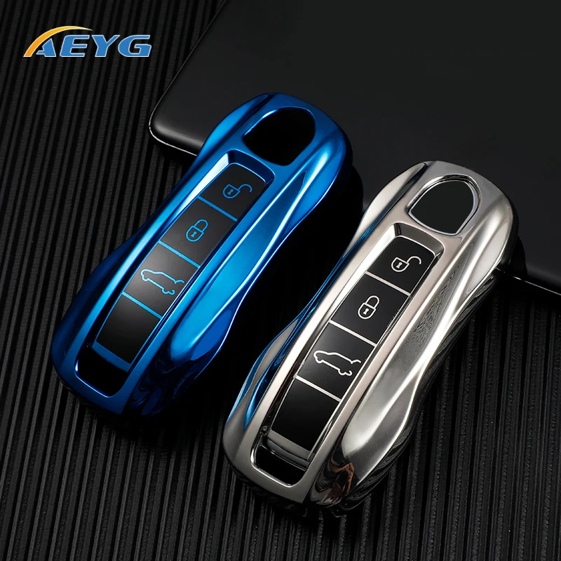 

TPU Car Remote Key Case Cover Shell Fob For Porsche Cayenne Macan 911 992 Boxster Cayman Panamera Car Styling Accessories Holder