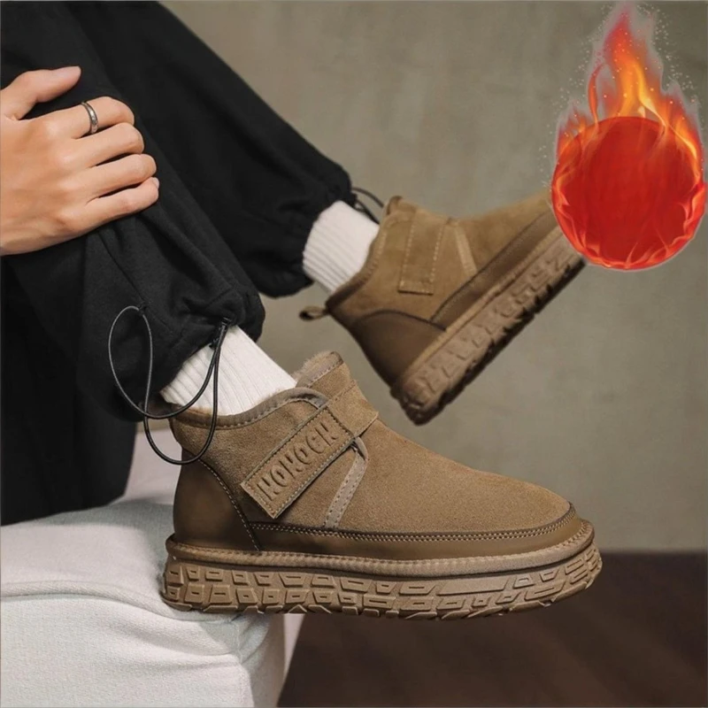 2026 Men Winter Snow Boots Warm Fur Lined Waterproof Outdoor Casual Shoes Thick Fleece Thermal Sport Boots