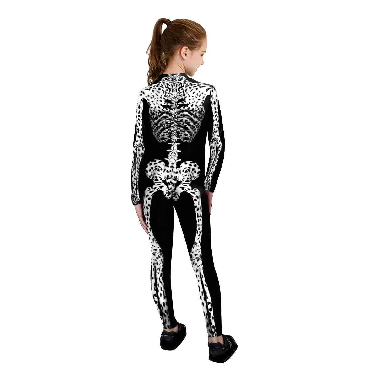 Hallowen Leopard Skeleton 3D Print Parent-Child Jumpsuits Cosplay Costume Matching Outfit Spandex Bodysuit Zentai Party Clothing