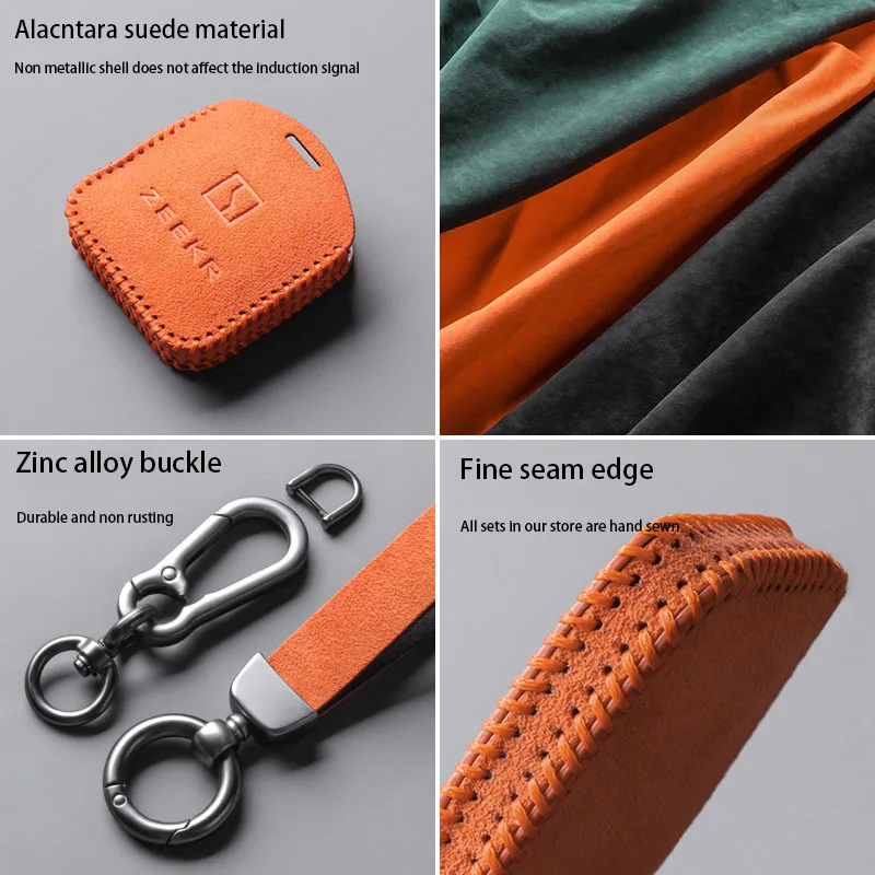 Alcantara-Juste de porte-clés pour ZEEKR 001, étui à clés, accessoires de voiture