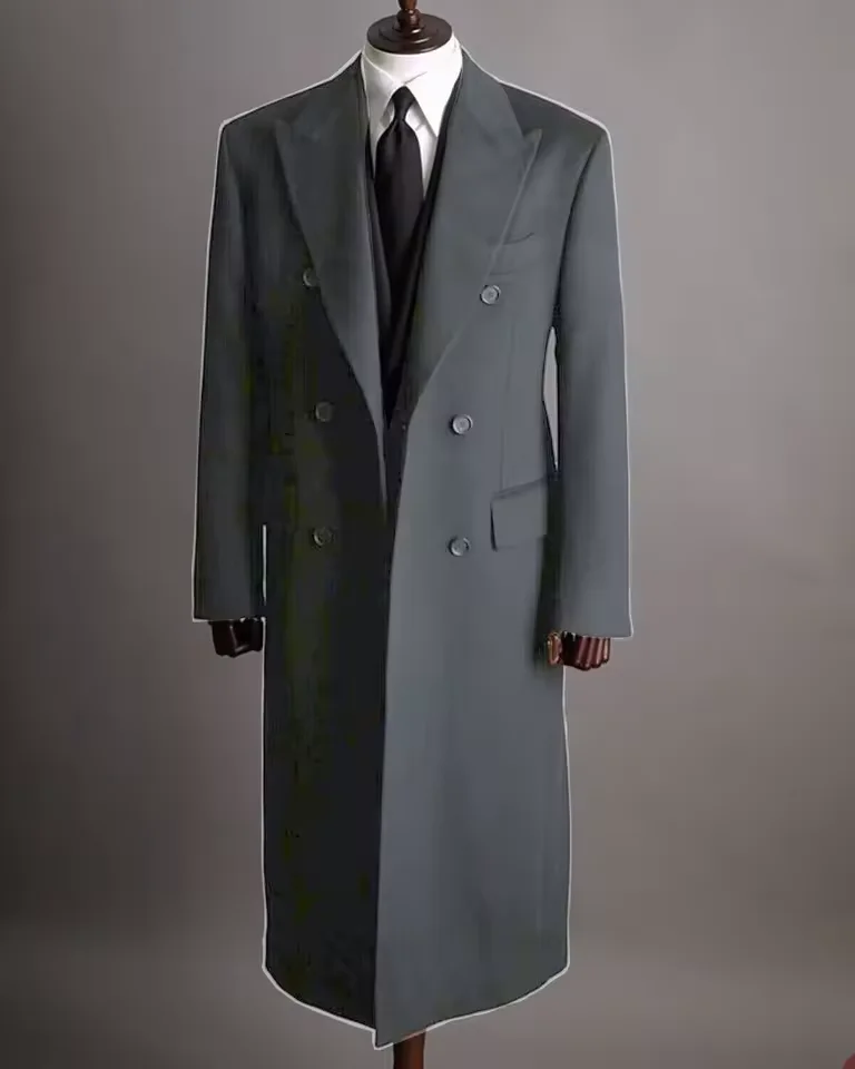 الشتاء السترة الطويلة الأعمال مزدوجة الصدر عالية الجودة الفاخرة الرجال البدلة الستر أنيقة رجل دعوى جديدة في الدعاوى والسترات الذكور #4