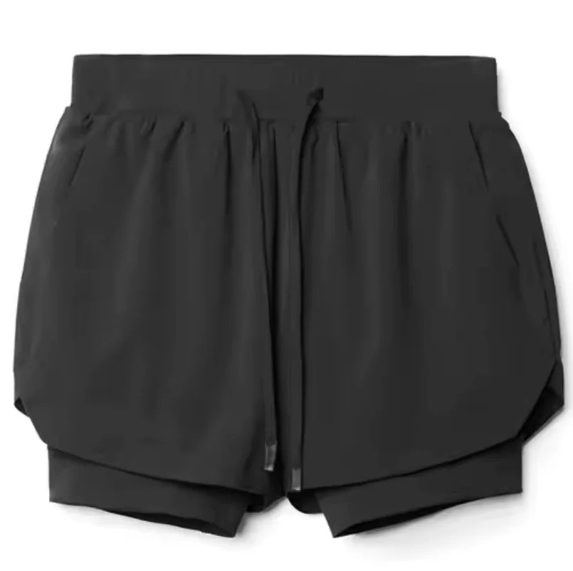 new BreathableDouble layersport shorts Gyms Fitness Bodybuilding Workout Quick Dry Beach 2 In 1 Shorts Male Running shorts