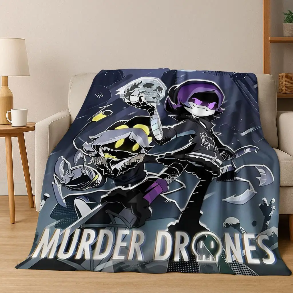 Cartoon Murder Drones Uzi Robot Art Flannel Blanket,Cozy Soft Throw Blanket for Home Bedroom Bed Sofa Picnic Cover Gift Kids