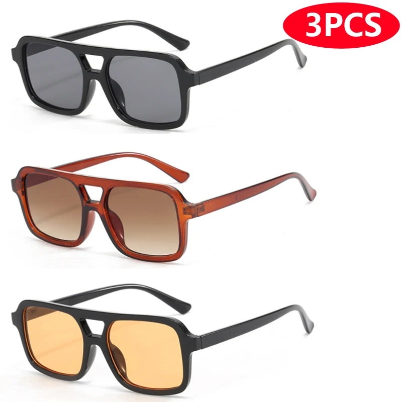 Cycling 3pcs/6pcs New Parallel Bars Versatile Sun Glasses Fashion Gradient Lens Sunglasses Riding UV Protection Eyeglasses