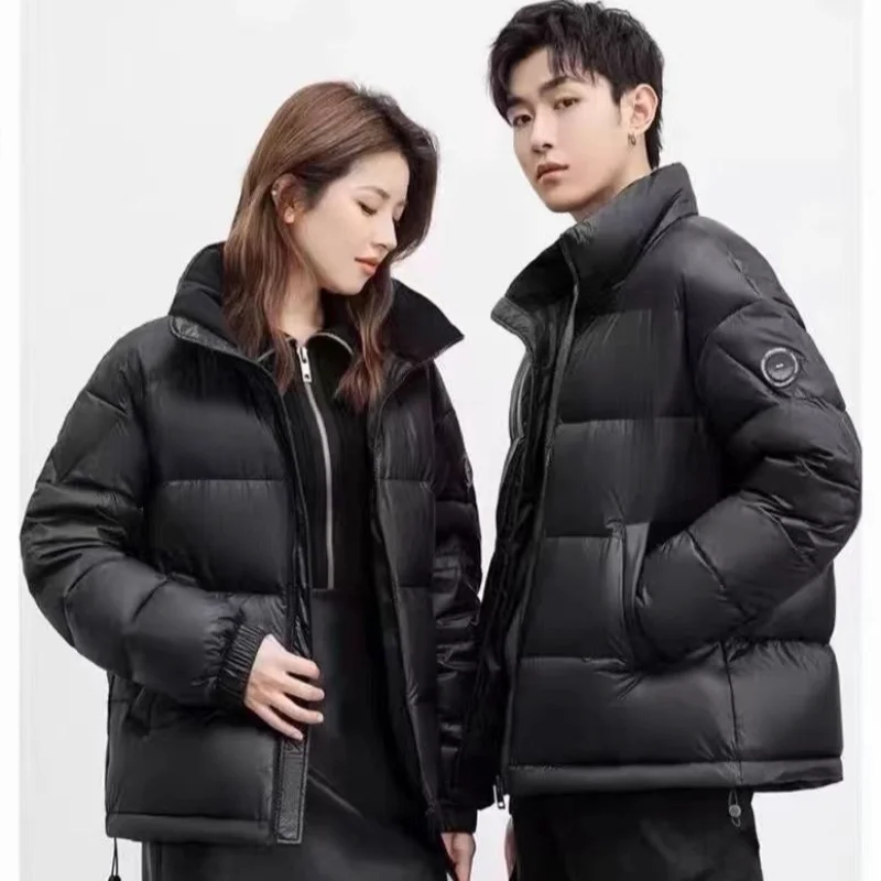 Unisex Puffer Coats, Short Jackets for Women, Stand-up Collar, Korean Solid Down Jackets, Couple Loose Bread Clothes, Warm Coats