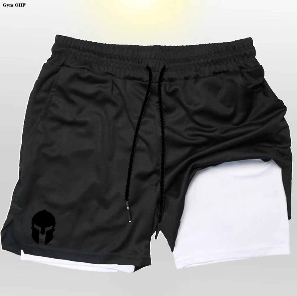 Professionelle Sportshorts für Herren, doppellagig, eng anliegend, hohe Elastizität, schnell trocknend, Schweißabsorption, atmungsaktiv – Detail 5