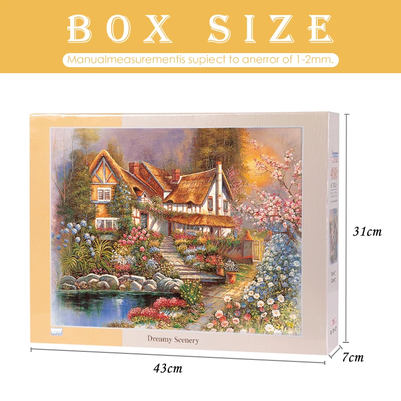 Adult Puzzle 4000 Pieces Landscape Oil Painting Pastoral Art Decorative Painting Decompression and Decompression High Difficulty Healing Game Board Game Toy Holiday Gift