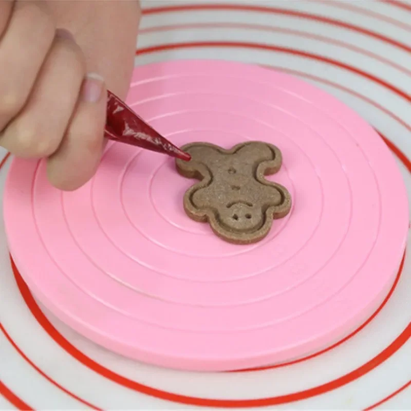 Christmas DIY Cake Rotary Table Mini Plastic Fondant Cake Turntable Revolving Platform Round Cookie Stand Rotating Kitchen Tools