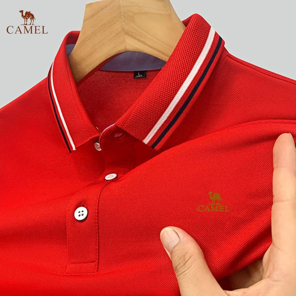 Camelo-Polo Masculino High End Bordado, T-shirt de Manga Curta, Alta Qualidade, Moda, Negócios, Lazer, Esportes ao Ar Livre, Verão, Novo