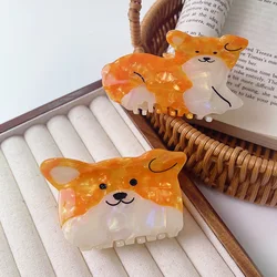 Funny Cartoon Corgi Dog Acetate Hair Claw Clip For Women New Animal Thick Hair Accessories Gifts Headwear Barrettes 2024
