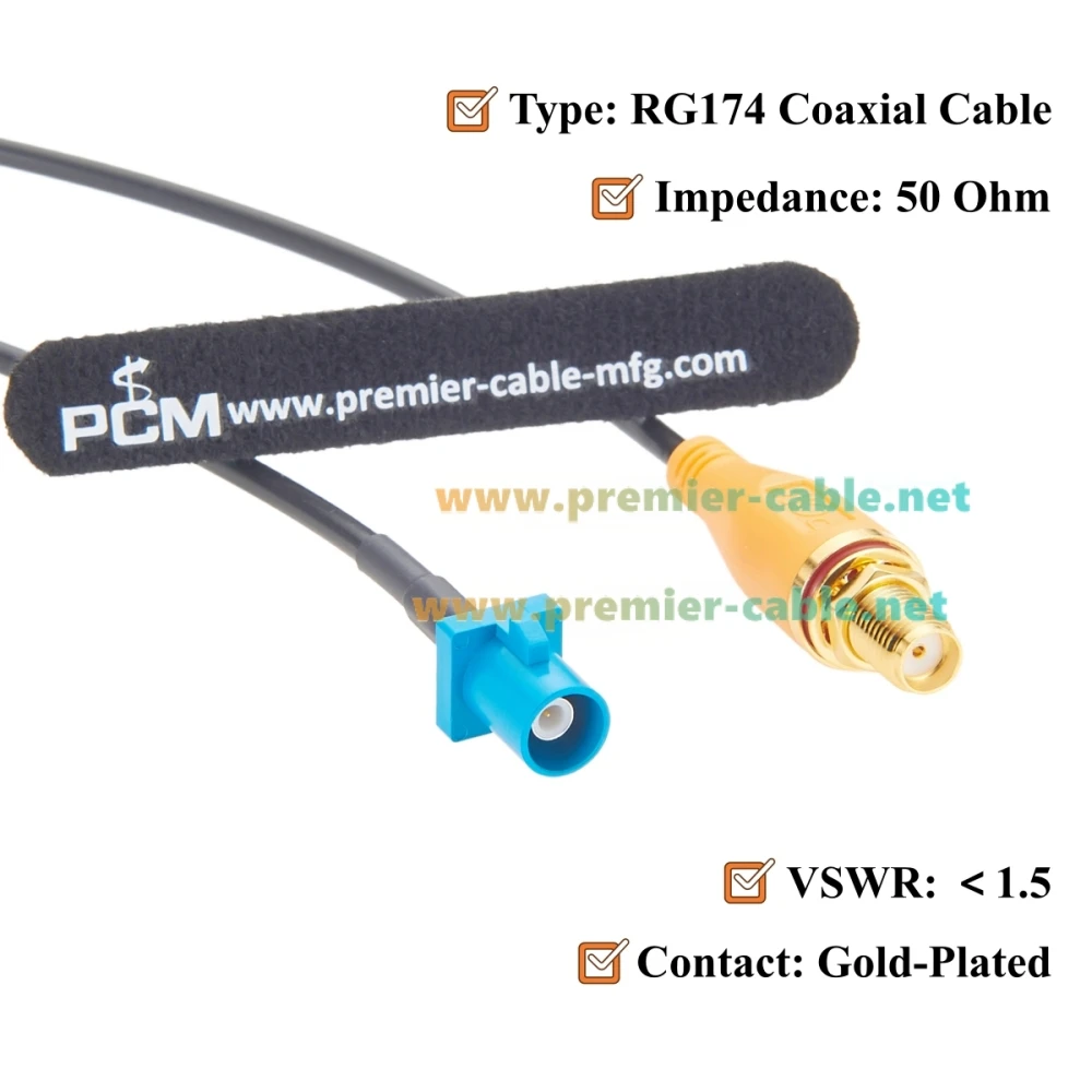 FAKRA Z Stecker auf SMA Buchse Schottmontage HF-Koaxialkabel 50 Ohm RG174 Automobil-GPS-Antennen-Verlängerungskabel für ADAS, 4G LTE Telema – Detail 3