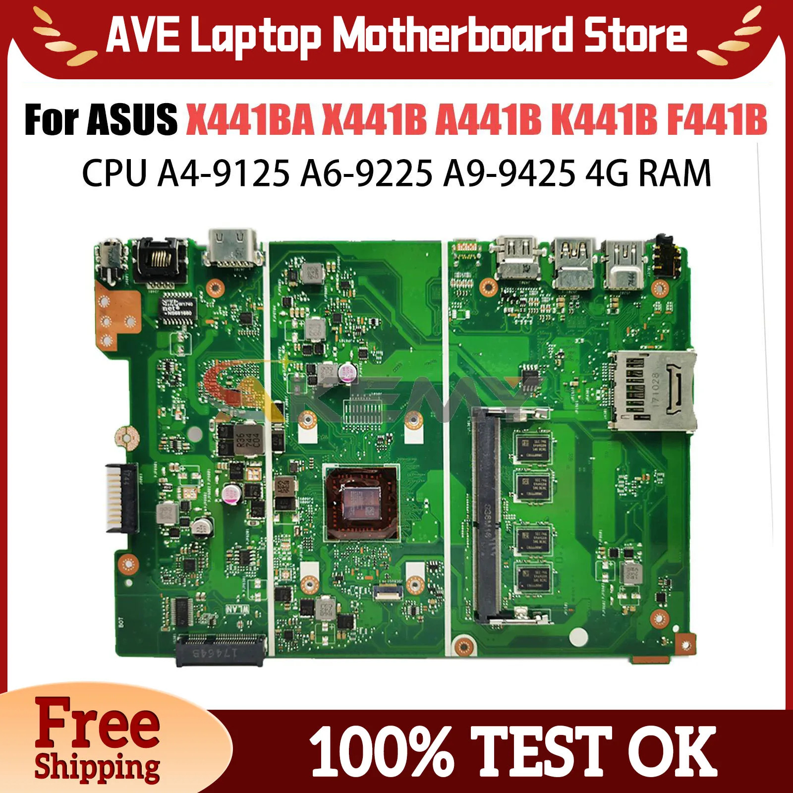 

Материнская плата X441B для ASUS X441BA A441B K441B F441B, материнская плата для ноутбука A6 A9 2G/4G/8G-RAM