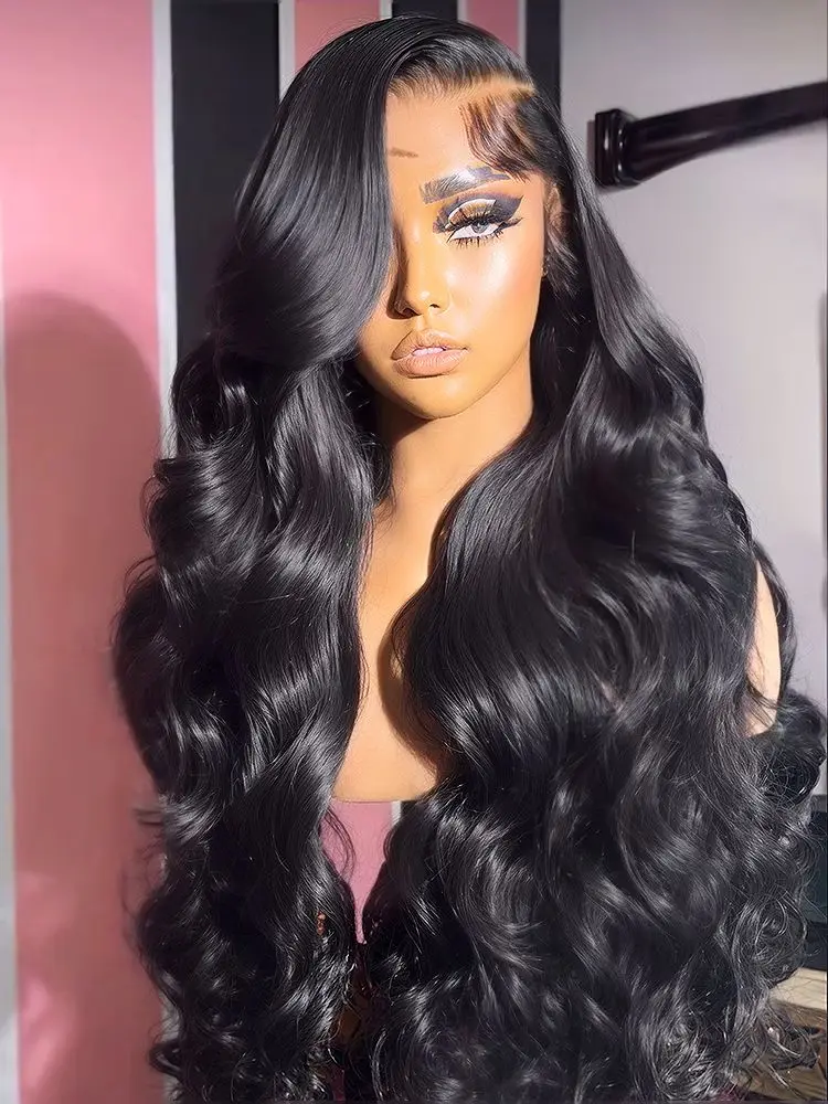 200 Плотность 40 дюймов 13x4 Объемная волна Парики фронта шнурка Человеческие волосы Предварительно выщипанные 13x4 Парики из человеческих волос для женщин Фронтальные парики Человеческие волосы